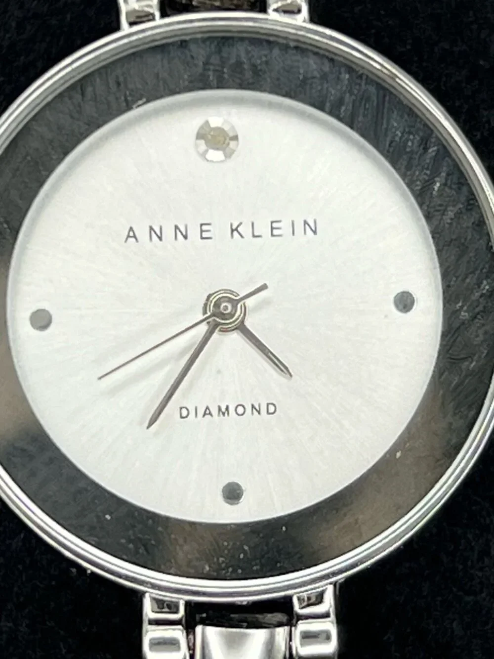 Anne Klein Diamond Ladies Watch Bangle Silver Working new battery